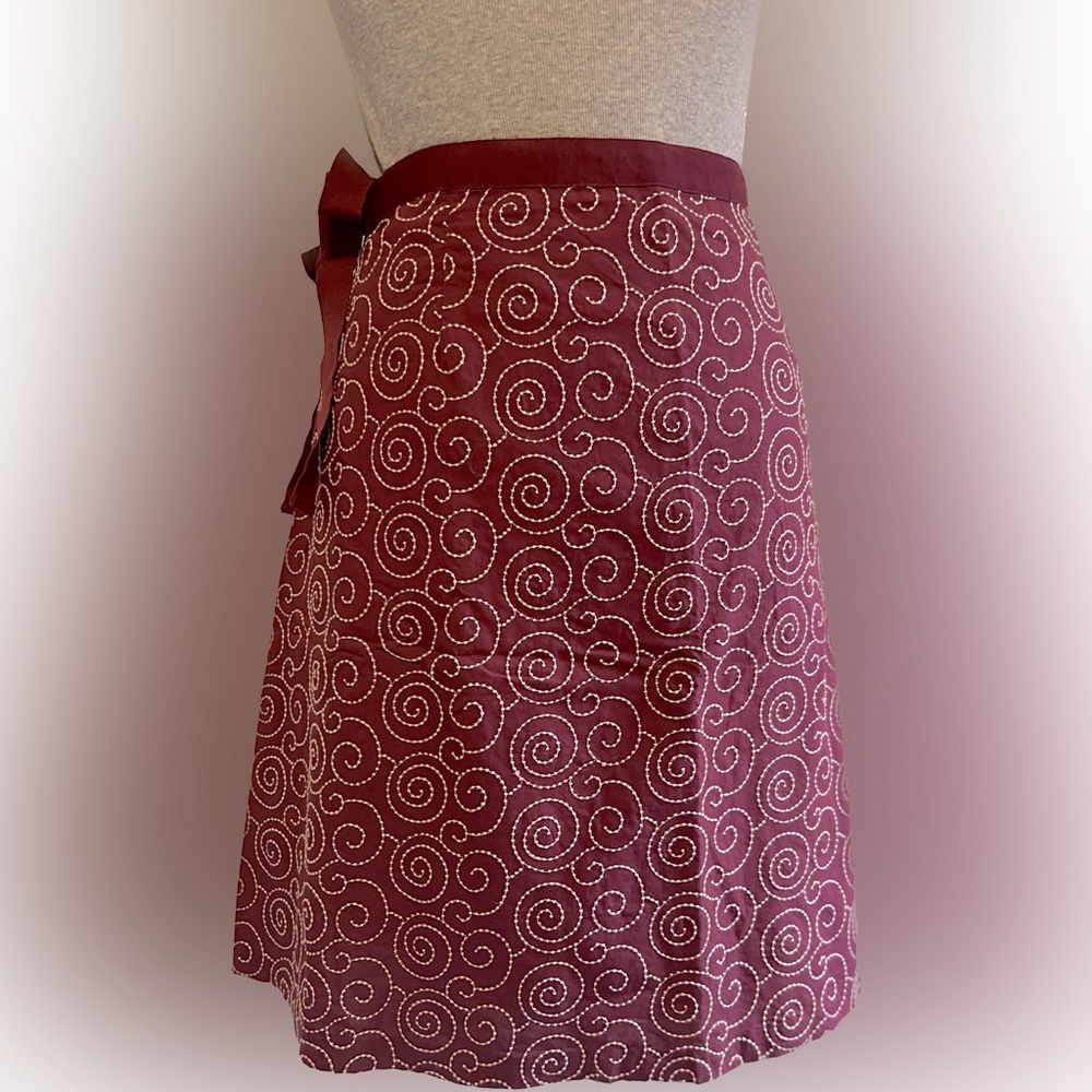 J Crew Embroidered A-Line Cotton Skirt with Grosgrain Waist Detail,  Size 10,